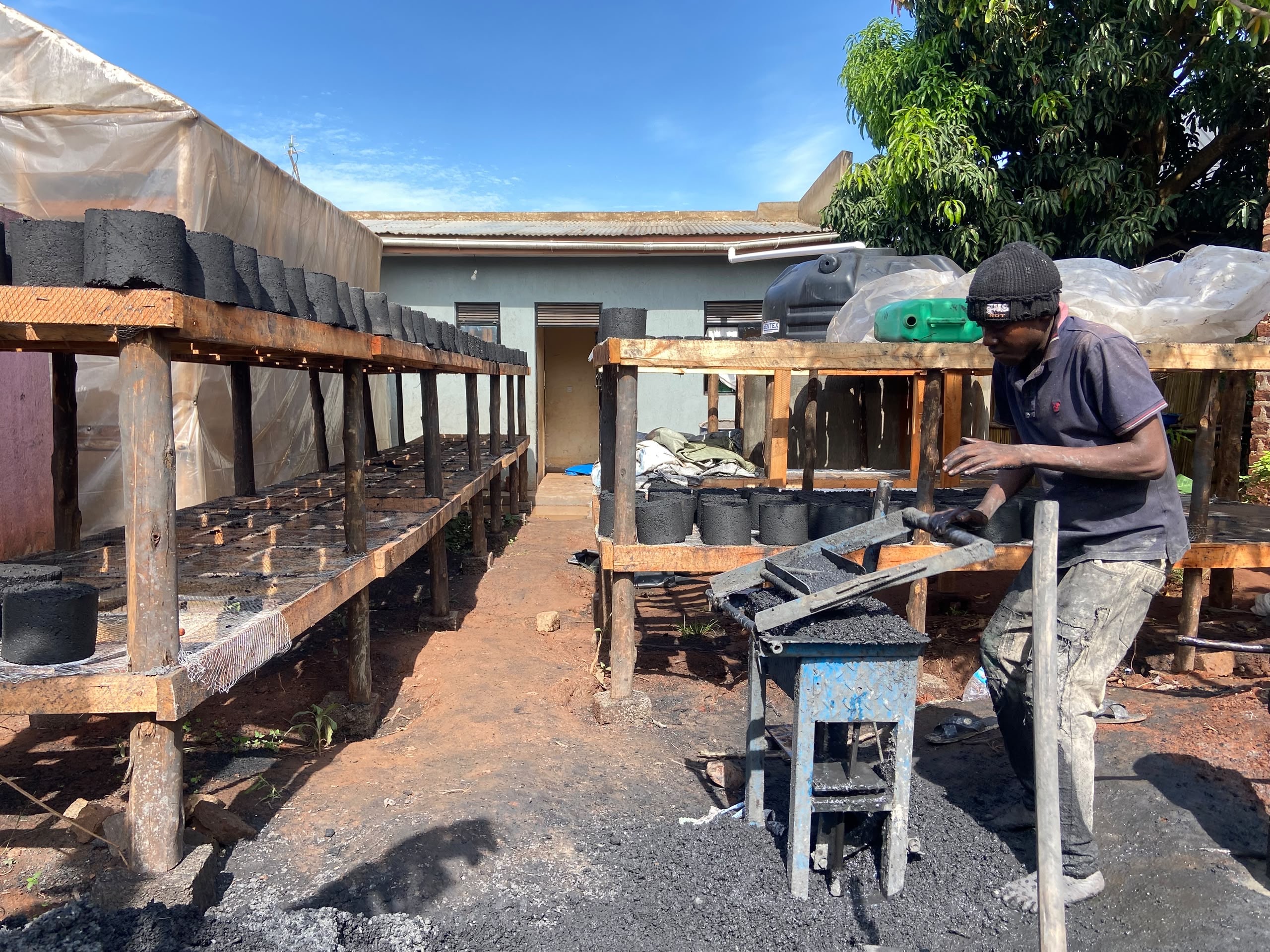 Briquette production at the shelter